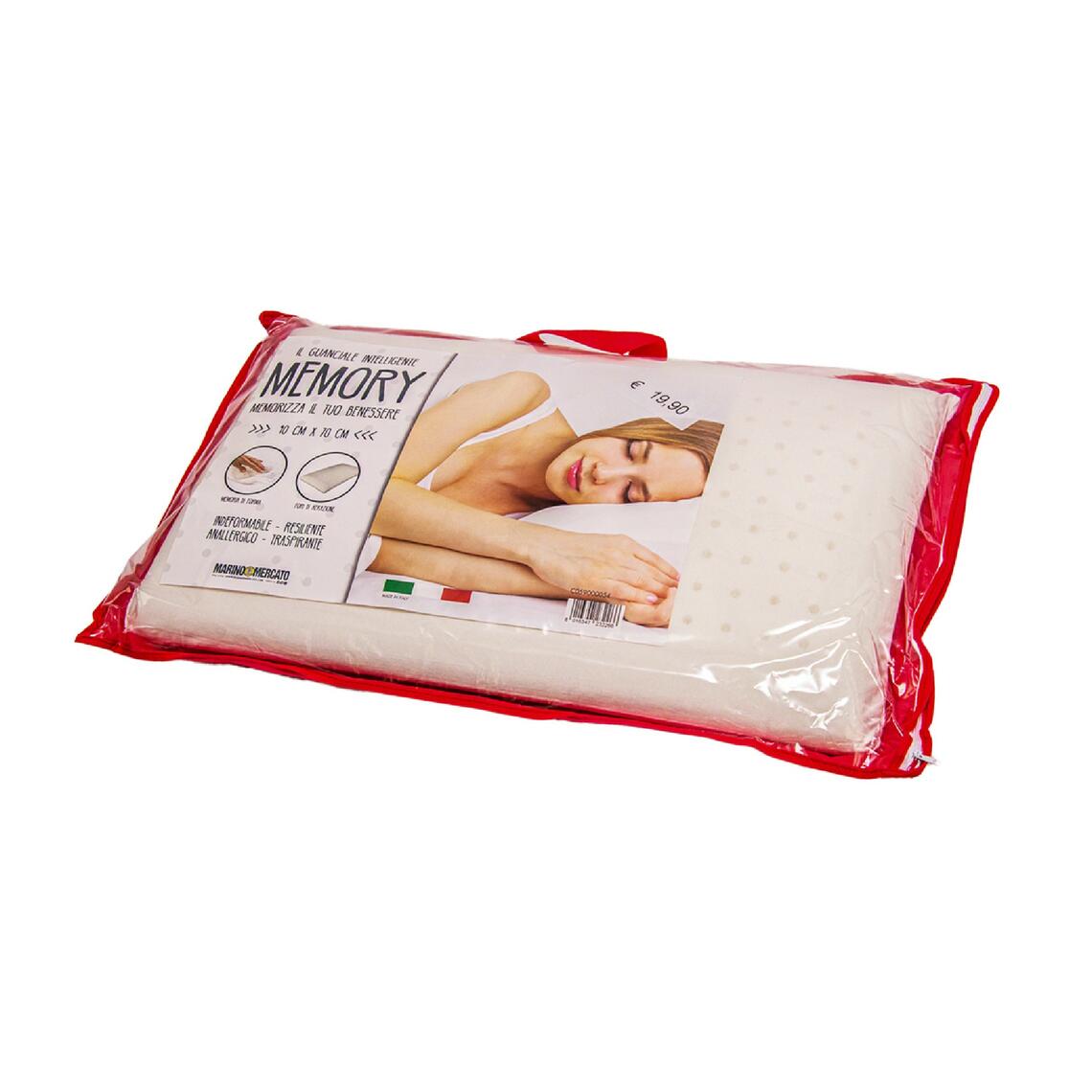Cuscino Memory Lavabile Cervicale DOPPIA ONDA, 100% Viscolattice Memory, con federa in tessuto con cerniera, Bianco - CASA TESSILE