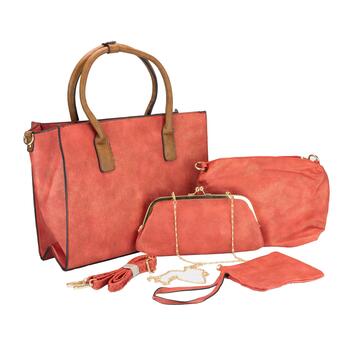 Borsa rossa rettangolare di pelle accessoriata