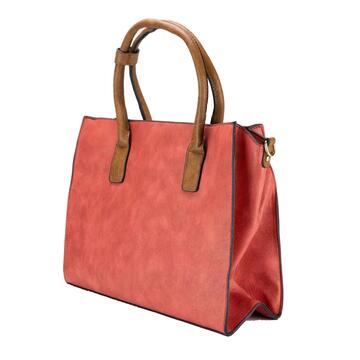 Borsa rossa rettangolare di pelle accessoriata