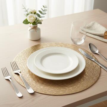 Tovaglietta Americana Rotonda Oro d 38 cm - Sottopiatto - Motivo con Trama