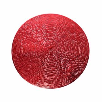 Tovaglietta Americana Rotonda Rossa d 38 cm - Sottopiatto - Motivo con Trama