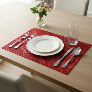 Tovaglietta Americana Rossa Rettangolare 30x45 cm - Sottopiatto - con Motivo Traforato Foliage