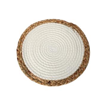 Tovaglietta Americana Rotonda d30 cm - Sottopiatto - Trama Intrecciata Bianca e Beige