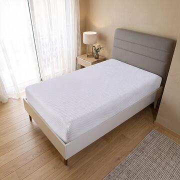 Coprimaterasso Jacquard Bianco Letto Singolo  80x190 cm con Angoli Elasticizzati - Traspirante e Antiacaro
