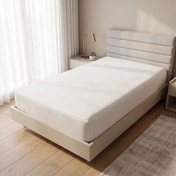 Coprimaterasso Fasciato Bianco Letto Singolo 85x195 cm con Angoli Elasticizzati - Traspirante e Antiacaro