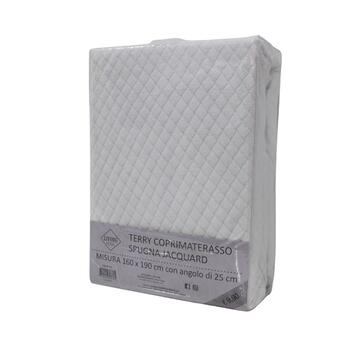 Coprimaterasso Matrimoniale Terry in Spugna Jacquard con Angoli 160x190cm