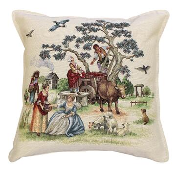 Cuscino divano rustico Bombato ricamato a mano in tessuto gobelin jacquard 45X45