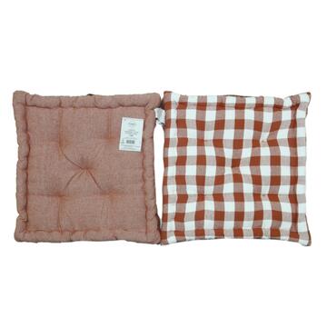 Cuscino Futon Double Face Tinta Unita/Scacchi 40x40 - Ruggine