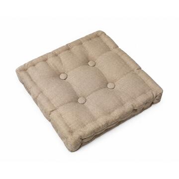 Cuscino Quadrato Box Beige 40x40 cm in Cotone con Imbottitura in Poliestere