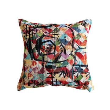 Federa Per Cuscino Pachamama Lavorata A Mano 45x45 Cm: In Pura Lana Di Pecora, Motivi Ondulati, Commercio Equo E Solidale Nepal