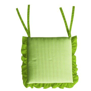 Cuscino coprisedia Morbidone quadrato a scacchi verde con volant