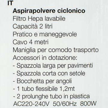 Aspirapolvere 800W 2lt - Marino fa Mercato