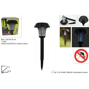 Lampada solare antizanzare e insetti a led con picchetto per giardino
