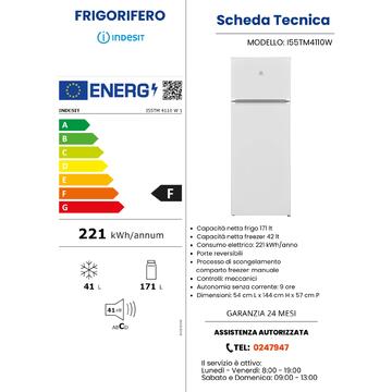 Frigorifero bianco doppia porta con congelatore, H144 cm, Indesit I55TM4110W1