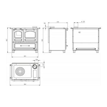 Stufa a legna Family 4,5 con forno, cappuccino