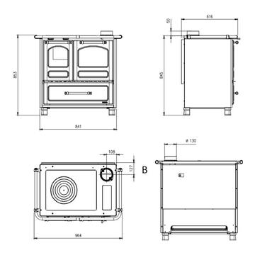 La Nordica - Stufa Cucina a Legna Family 4,5 Nera con Forno - 96,4x61,6 h 85,3 cm - Made in Italy