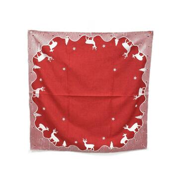 Tovaglietta ricamata rossa 85x85