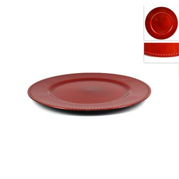 Sottopiatto con bordo puntinato rosso 33 cm
