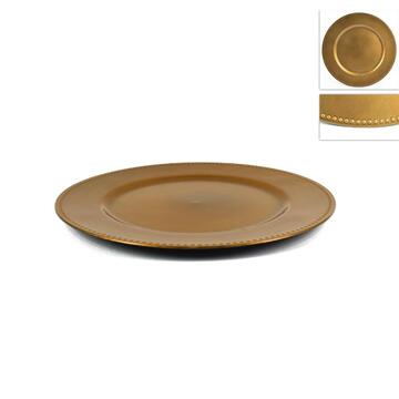 Sottopiatto con bordo puntinato oro 33 cm