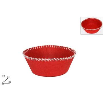 Cesto tondo in feltro rosso diametro 22 cm