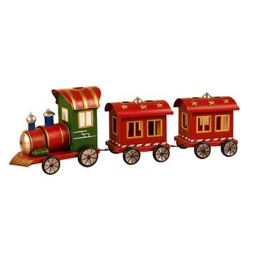 Trenino di Natale in Latta 63x16 h20 cm - Rosso e Verde...