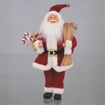 Babbo Natale con Sci e Bastoncini di Zucchero h 50 cm - Soprammobile - Decorazione Natalizia