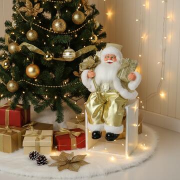 Babbo Natale Seduto Oro 30 cm - Addobbo Natalizio - Decorazione per la Casa