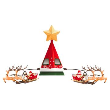 Puntale Albero di Natale Slitta di Babbo Natale, Pupazzo di Neve e Renne - con Luci e Effetti Sonori - Addobbo Natalizio