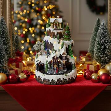 Giostrina Pista da Sci con Trenino e Luci - 30x30 h44 cm - Decorazione Natalizia Giostrina Pista da Sci con Trenino e Luci - 30x30 h44 cm - Decorazione Natalizia