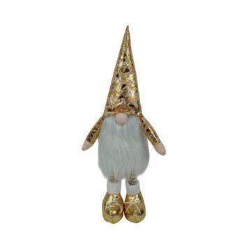 Gnomo Natalizio con Vestito Laminato Oro h 57 cm - Decorazione Natalizia - Addobbo di Natale