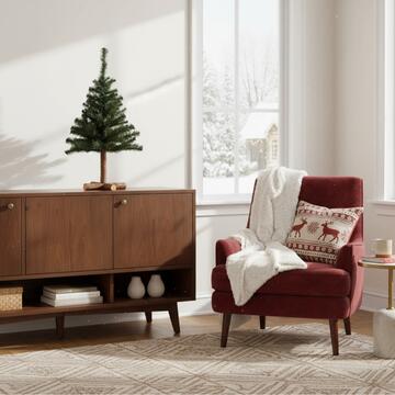 Alberino di Natale Artificiale Verde con Base in Legno h 76 cm - Decorazione Natalizia