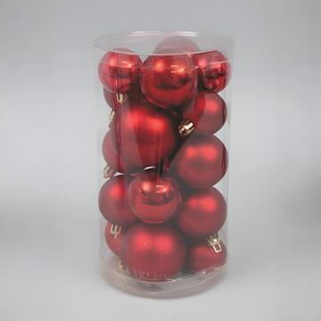 Palline di Natale Assortite 20 Sfere - Rosso - Lucide e Opache - per Albero di Natale - Decorazioni Natalizie