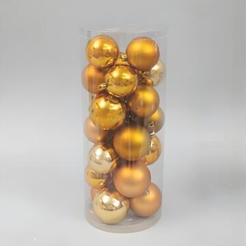 Palline di Natale Assortite 24 Sfere - Oro - Lucide e Opache - per Albero di Natale - Decorazioni Natalizie