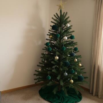 Set 6 Palline di Natale Floccate Verdi - d 10 cm - per Albero di Natale - Decorazioni Natalizie