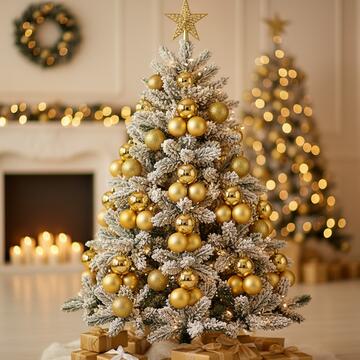 Palline di Natale Assortite 24 Sfere d 6 cm - Oro - per Albero di Natale - Decorazioni Natalizie