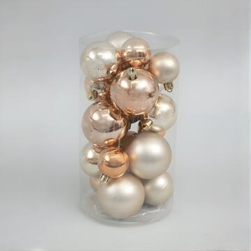 Palline di Natale Assortite 20 Sfere - Champagne - Lucide e Opache - per Albero di Natale - Decorazioni Natalizie
