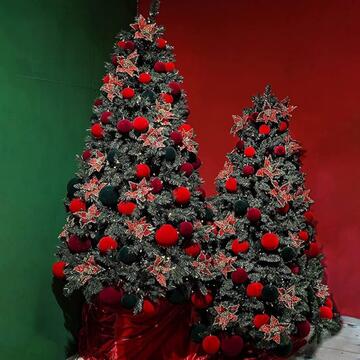Set 4 Palline di Natale Rosse in Velluto - d 100 mm - per Albero di Natale - Decorazioni Natalizie