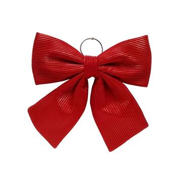 Fiocco di Natale 34 cm in Tessuto Rigato e Laminato Rosso - per Alberi di Natale, Porte, Ghirlande, Pacco Regalo - Decorazione di Natale