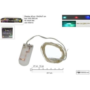 Filo luci led multicolor con batteria 4,17mt