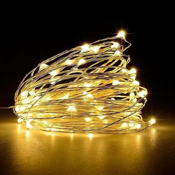 Filo Luci di Natale a Led con Giochi di Luce - Bianco Caldo - 5,2 mt - Decorazioni Di Natale - per Interno ed Esterno Marino fa Mercato