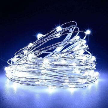 Filo Luci di Natale a Led con Giochi di Luce - Bianco Freddo - 5,2 mt - Decorazioni Di Natale - per Interno ed Esterno Marino fa Mercato