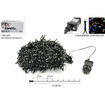 Luci di Natale 1400 LED multicolore 74,95mt