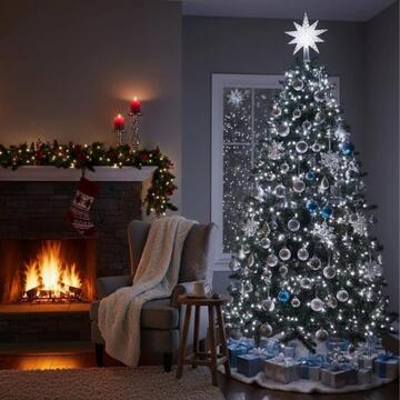 300 Luci Led Bianco Freddo di Natale - mt 12+5 cavo - per Interno ed Esterno - con Giochi di Luce