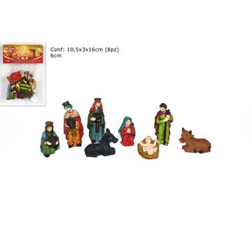 Statuine per presepe in plastica 6 cm, 8 pz.