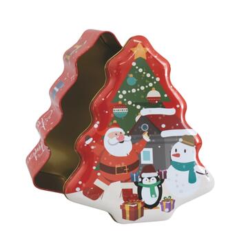 Scatola di Latta a Forma di Albero 18x6 cm - Scatola Regalo per Dolci, Biscotti di Natale, Macarons