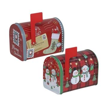 Scatola di Latta a Forma di Cassetta della Posta - Fantasie Assortite - Scatola Regalo per Dolci, Biscotti di Natale, Macarons