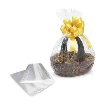 Set cesto truccioli legno 150 g, coccarda rossa e foglio trasparente 125x105