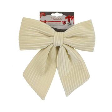 Fiocco Bianco a Righe in Velluto 22cm