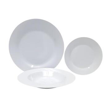 Servizio Set 18 Piatti Tondi in Porcellana Bianca -...