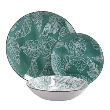 Servizio Set 18 Piatti in Ceramica - Fantasia Salvia